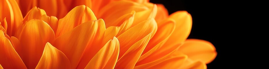 Wall Mural - A close-up of vibrant orange flower petals against a dark background.