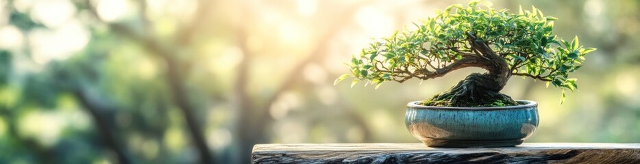 Poster - A serene bonsai tree in a pot, symbolizing tranquility and nature's beauty.