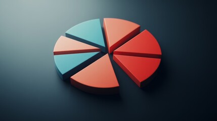 Aufkleber - Colorful Pie Chart on Dark Background Displaying Segments