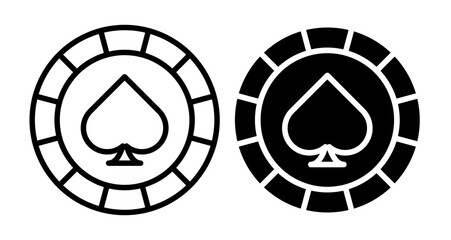 Wall Mural - Poker chips Icons set in solid and thin line style