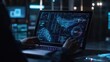 © Johannes - A person examines complex digital graphs and data overlay on a laptop screen in an office setting