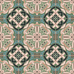 Poster - Intricate arabesque celtic ethnic style seamless pattern. Ornamental floral background. Repeat vector backdrop. Beautiful elegant ornaments, mandalas, swirls, flowers. knots. Endless ornate texture. 