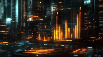 Aufkleber - Futuristic Digital Data Visualization with Bright Bars