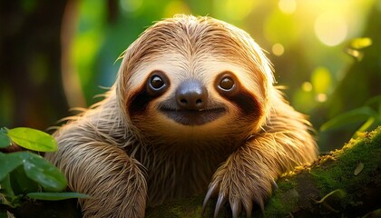 A very cute baby Sloth standing in the wild