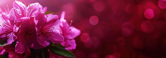 Poster - Vibrant pink flowers against a blurred red background, creating a serene and artistic ambiance.