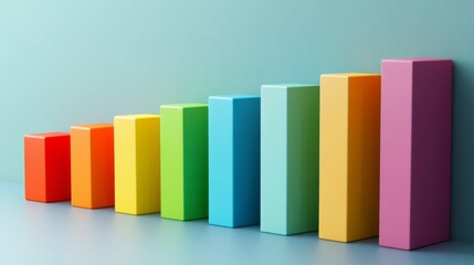 Fototapete - Colorful Blocks in Ascending Order Display