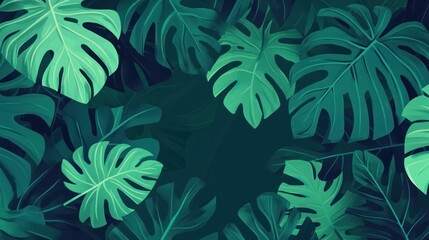 Poster - Lush green tropical leaves create a vibrant, calming background.