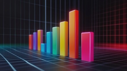 Colorful 3D Bar Graph on Dark Background