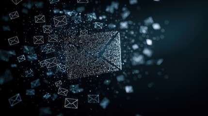 Fototapete - Digital envelope with floating messages