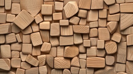 Canvas Print - A collection of various wooden blocks arranged in a textured pattern.