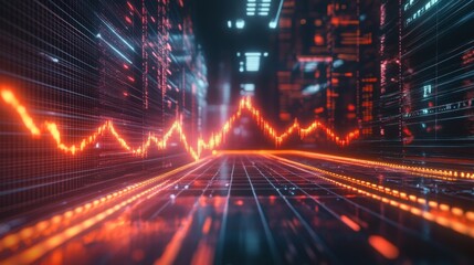Leinwandbilder - Futuristic Data Visualization in Digital Environment