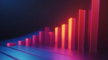 Leinwandbilder - Vibrant Bar Graph with Neon Glow Effect
