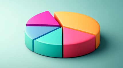 Poster - Colorful 3D Pie Chart on Pastel Background