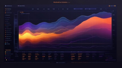 Fototapete - Data Visualization with Colorful Line Graph Design