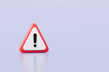 Wall Mural - 3d warning caution icon sign symbol isolated on purple background. error alert safety concept.3d min