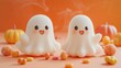 © Coffee Cafe Lover - Ghostly Treats - Minimalistic Movie Animation Poster with Whimsical Sweet Snacks for Halloween Fun
