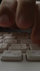 Wall Mural - time lapse close-up man typing on computer keyboard with fingers. macro soft focus dolly shot. compu