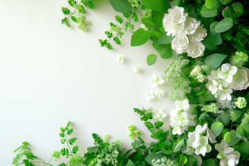 Sticker - A vibrant arrangement of white flowers nestled among varied green leaves forms a peaceful and calming composition, perfect for enhancing any space or design concept