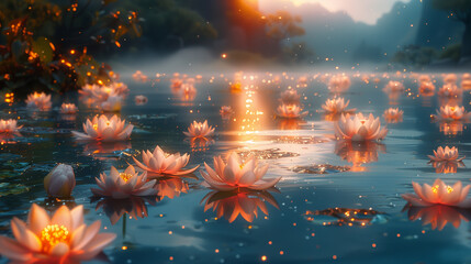 Wall Mural - sunset over the lake
