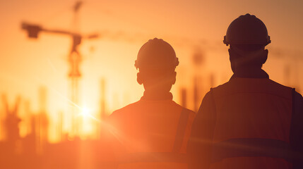 two men in helmets at a construction site | collaboration and safety in modern building projects