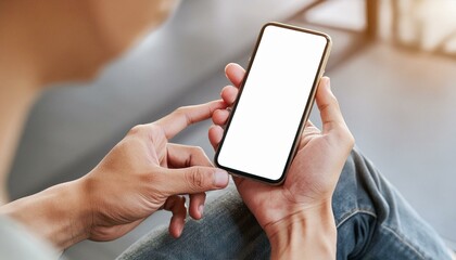 Mockup image of mobile phone for advetising. Mock up image of person hand holding 