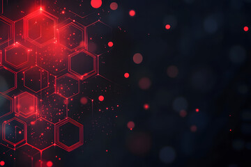 Wall Mural - abstract background from many hexagons. geometric background in red colors. projection of red hexagons on a dark background. sci-fi concept. cyberpunk style