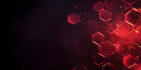 Wall Mural - abstract background from many hexagons. geometric background in red colors. projection of red hexagons on a dark background. sci-fi concept. cyberpunk style