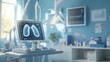 © Andrew - Portable digital spirometer measuring lung function, detailed 3D render with data on a handheld device in a medical clinic