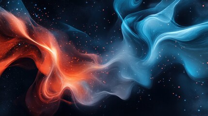 Wall Mural - Abstract cosmic energy flow with red and blue neon waves. Digital art concept.
