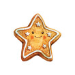 © mutia - star christmas gingerbread vector illustration in watercolor style