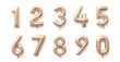 © Viks_jin - Gold Foil Balloon Numbers, 0-9: Set of Realistic Balloons isolated on Transparent Background. Collection of Shiny Air Foil Balloons for Birthdays, New Year, Anniversaries, and Festive Designs.