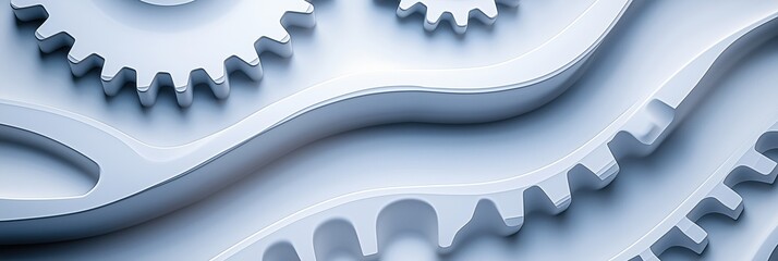 Business background, white clean cogs and curves