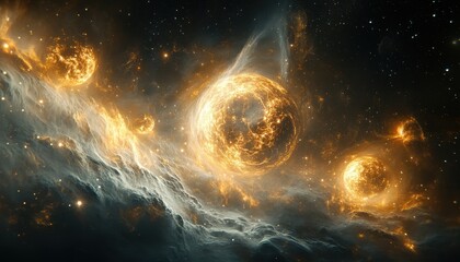 Wall Mural - Majestic ai generated cosmic scene showcasing vibrant stars and galaxies in space