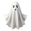 © Irina - A friendly ghost character against a ghost white background without shadows. Generative AI