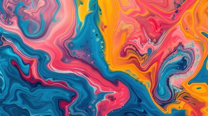 Wall Mural - vibrant swirling marbled fluid art, dynamic patterns of rich colors and bold textures intertwine, cr