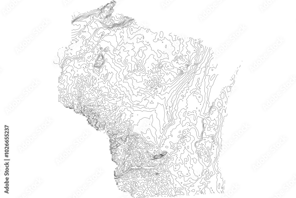 Wisconsin Topological Map Wisconsin State Elevation Contour Map SVG - Topographic Terrain Lines ...