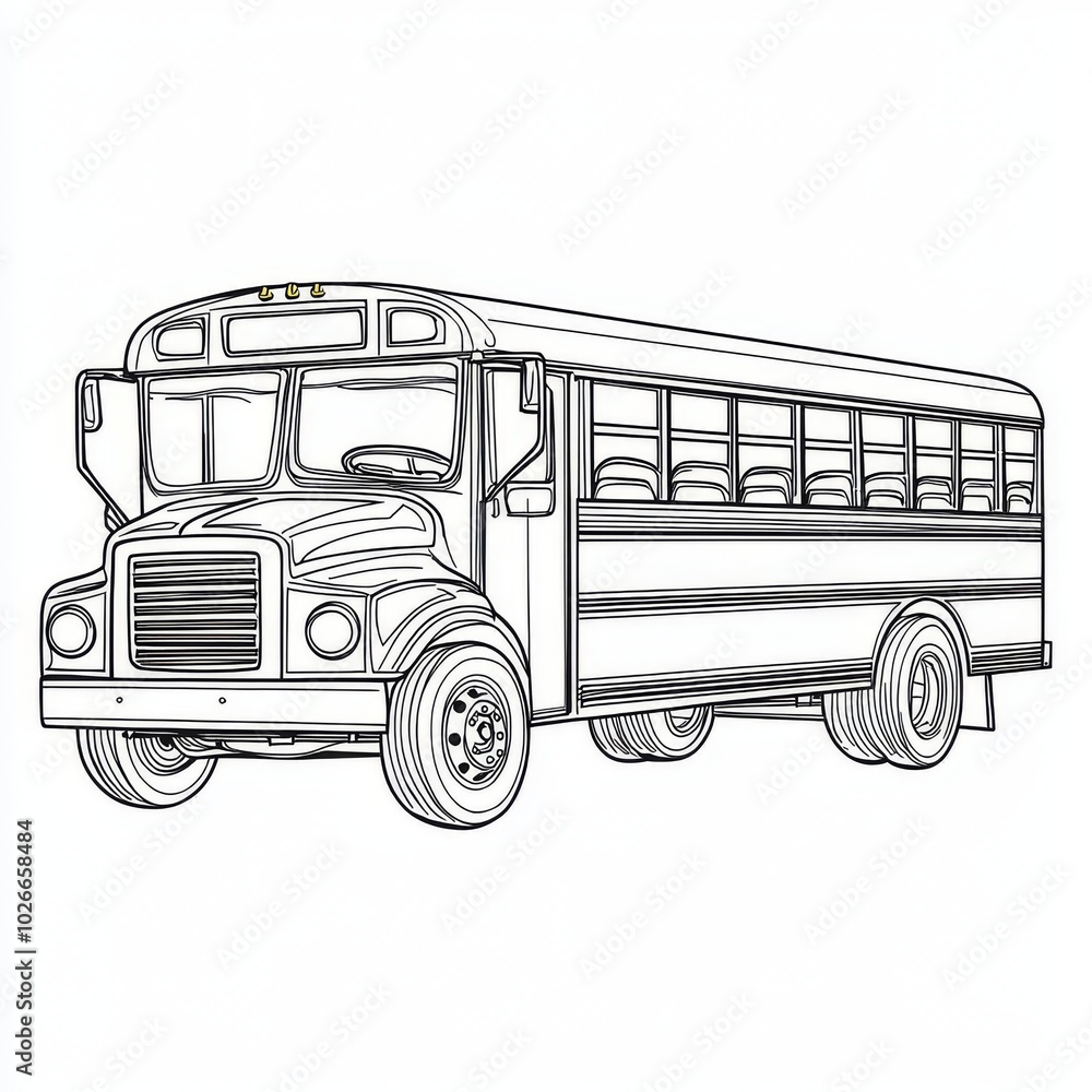 School bus outline coloring book page line art Stock Illustration ...
