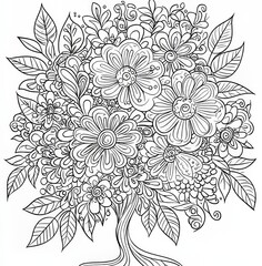 A beautiful abstract tree for design elements and adult coloring book pages.