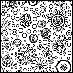 This seamless pattern in black and white has swirls and ringlets that will make a fantastic background for a coloring book.