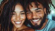 ©  lukaPixMedia - A close-up image of a smiling couple who appear relaxed and content. Both individuals are comfortably close, exuding warmth, love, and connection in natural light.