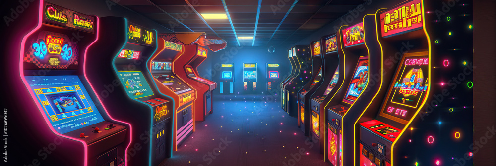 Retro Arcade Background: A nostalgic arcade background featuring ...