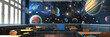 © Lila Patel - Cosmic Compass: A space-themed classroom with starscapes and metallic accents, sparking curiosity and imagination.