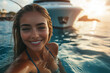 © S photographer - Caucasian woman swimming in the sea, yacht tour