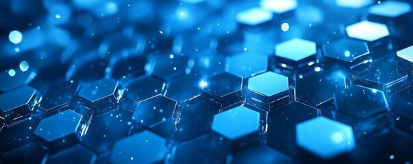 Wall Mural - blue abstract hexagonal polygon background, perfect for technology or futuristic designs