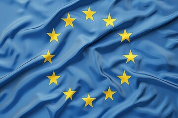 Wall Mural - A blue and yellow flag with stars that says Europe