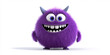 © Jana - Cute purple furry fluffy monster 3D cartoon character smiling with large purple eyes, horns, and white teeth
