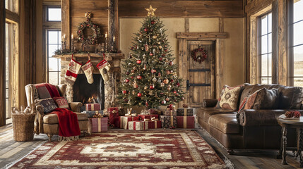 traditional christmas tree with gifts