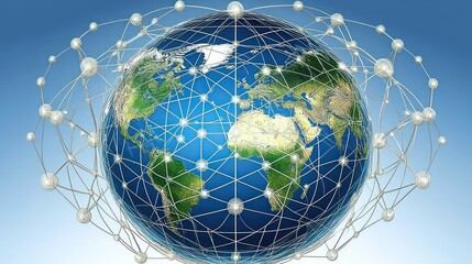 Aufkleber - A Globe Surrounded by a Network of Connected Nodes
