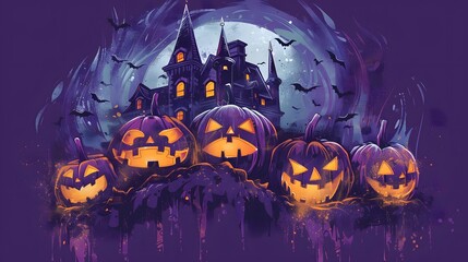 graphic t-shirt design style halloween haunted house