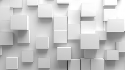 Wall Mural - Randomly shifted white cube block background with copy space for product design